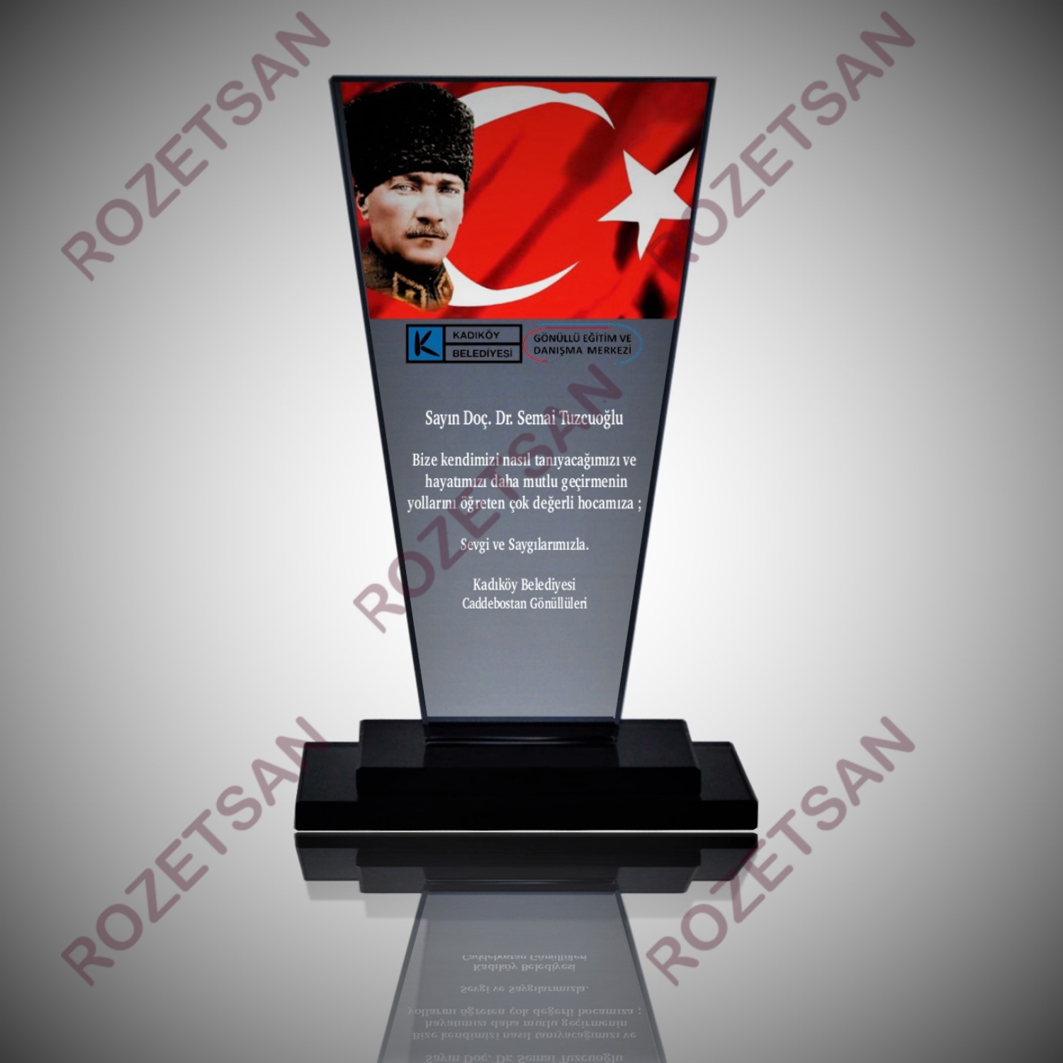 Atatürk ve Bayrak Kurumsal Kristal Plaket